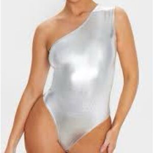 NWT Metallic One Shoulder Bodysuit
